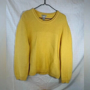 Orvis  Women’s large Yellow Heavy Cotton Pullover Sweater Crew Neck